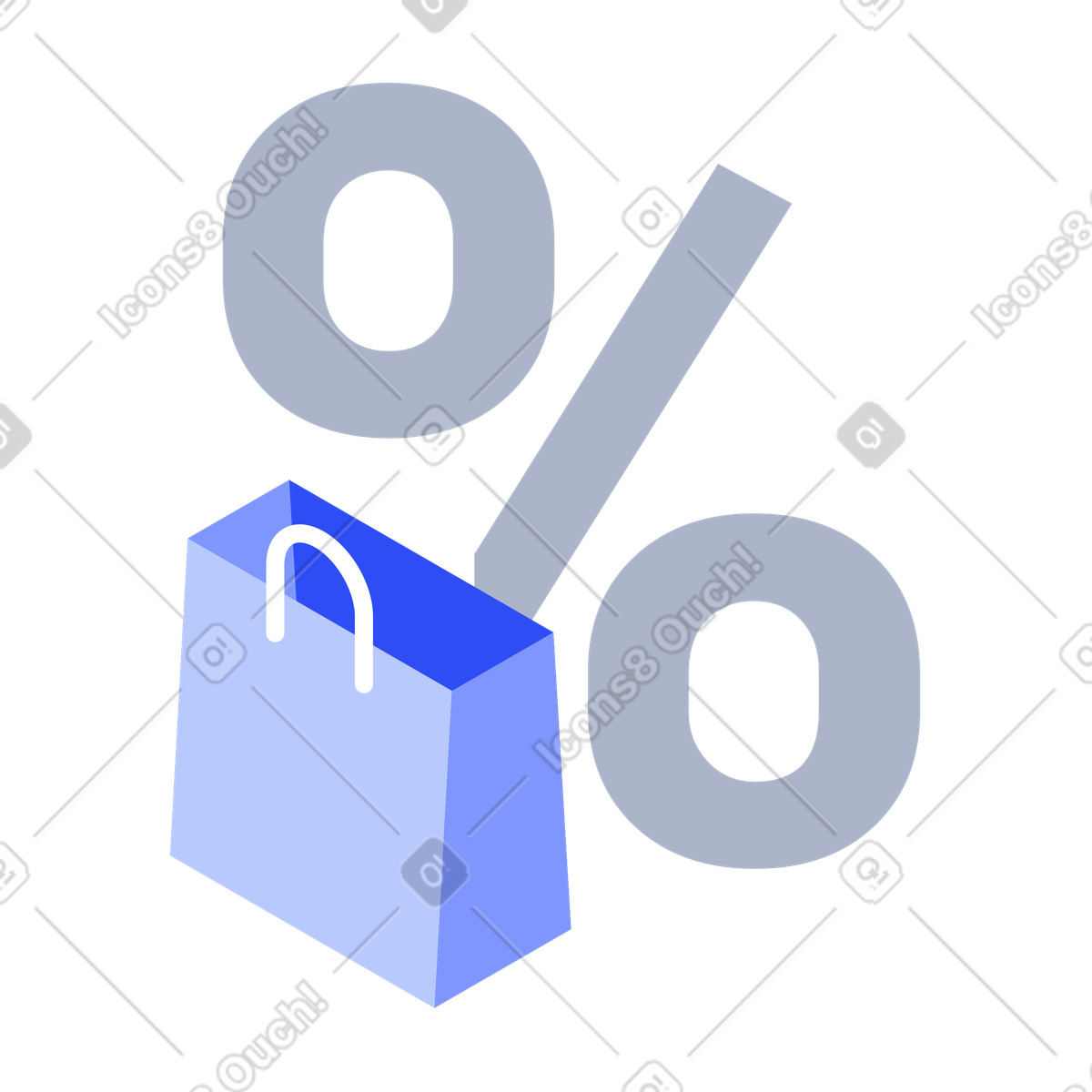 Shopping bag with percentage symbol for discount sale promotion illustration in System style download in PNG, SVG