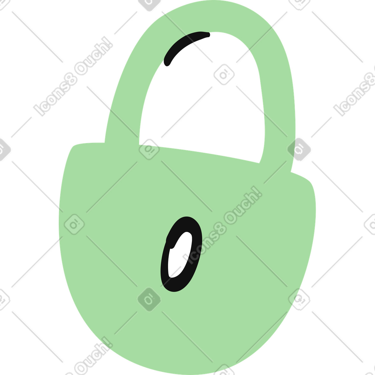 Organic 스타일의 Padlock minimal security symbol with oval keyhole and handle 일러스트레이션 PNG, SVG 다운로드