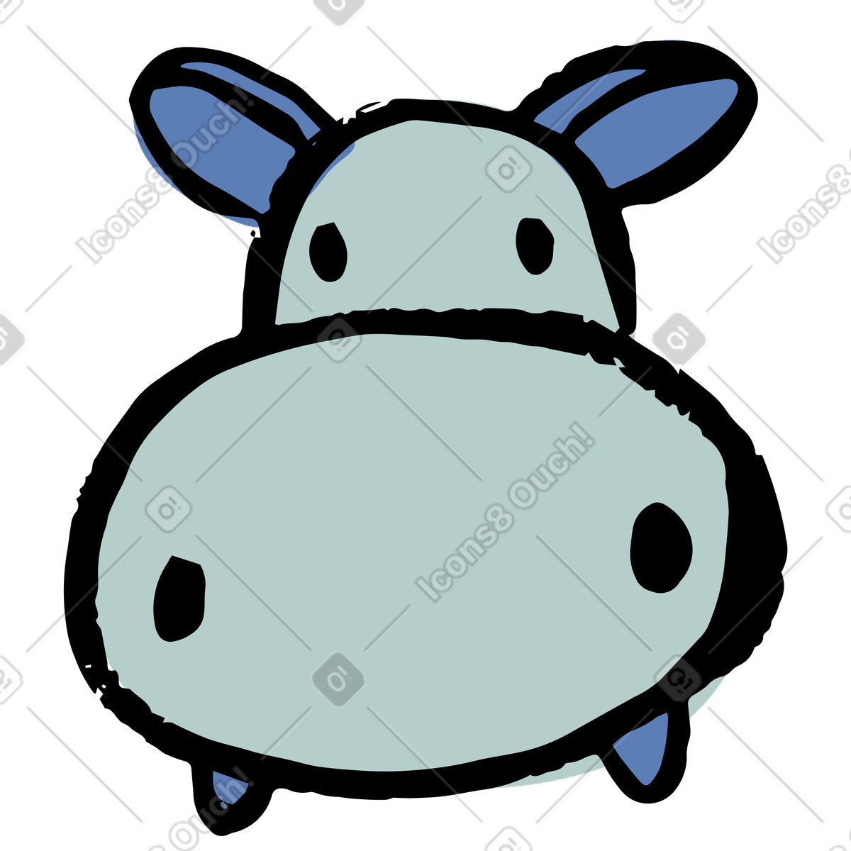 Ilustração de Cabeça hipopótamo em no estilo Scandi para baixar em PNG, SVG