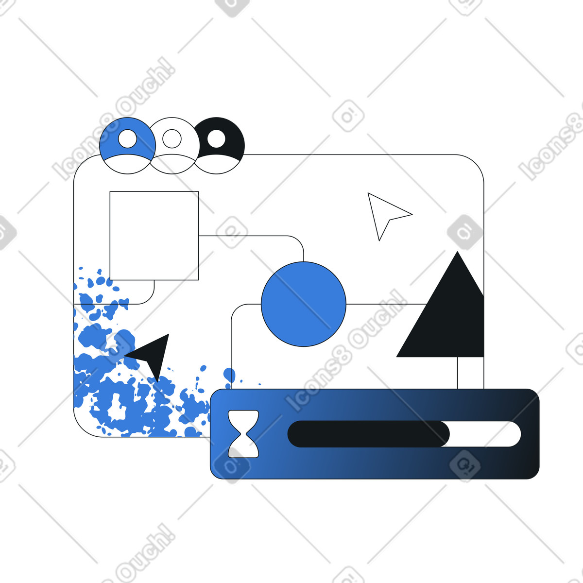 Workflow diagram with progress bar, Project management and team process illustration in PNG, SVG