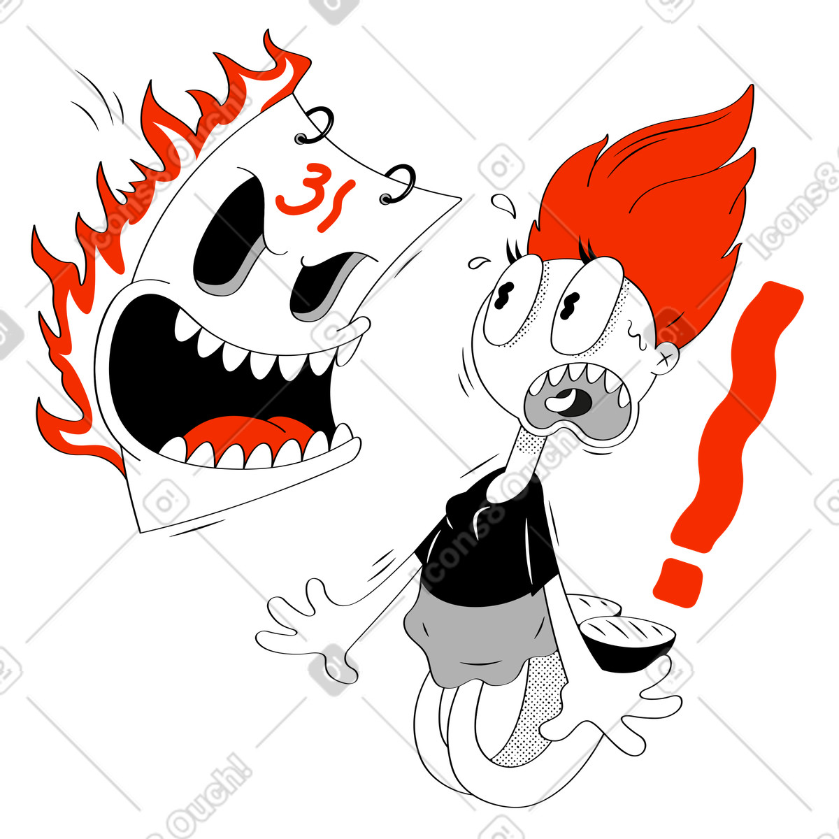 Frau hat angst vor einem kalender, dessen abgabetermin immer näher rückt-Illustration im Looney-Stil als Download in PNG, SVG