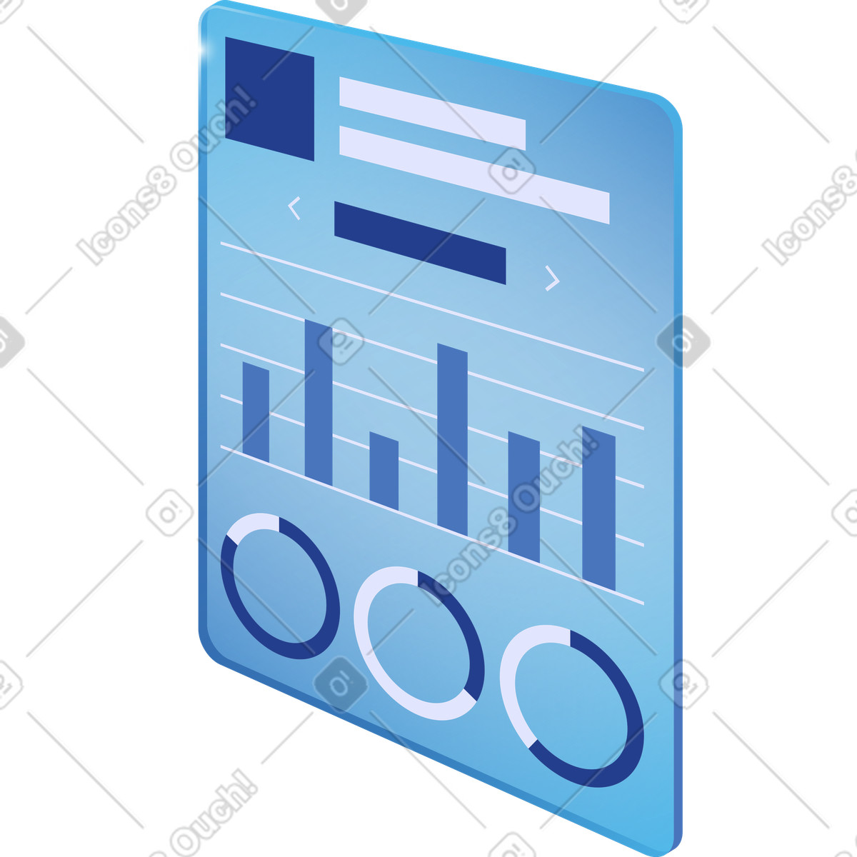 Translucent panel with report illustration in Quantum style download in PNG, SVG