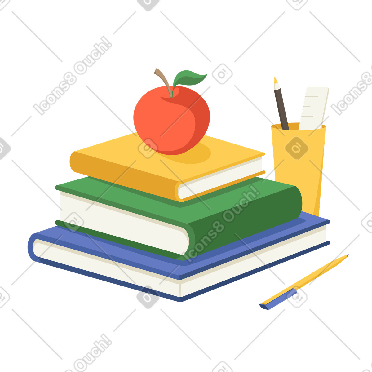 Books and study items for education illustration studying clipart GIF download