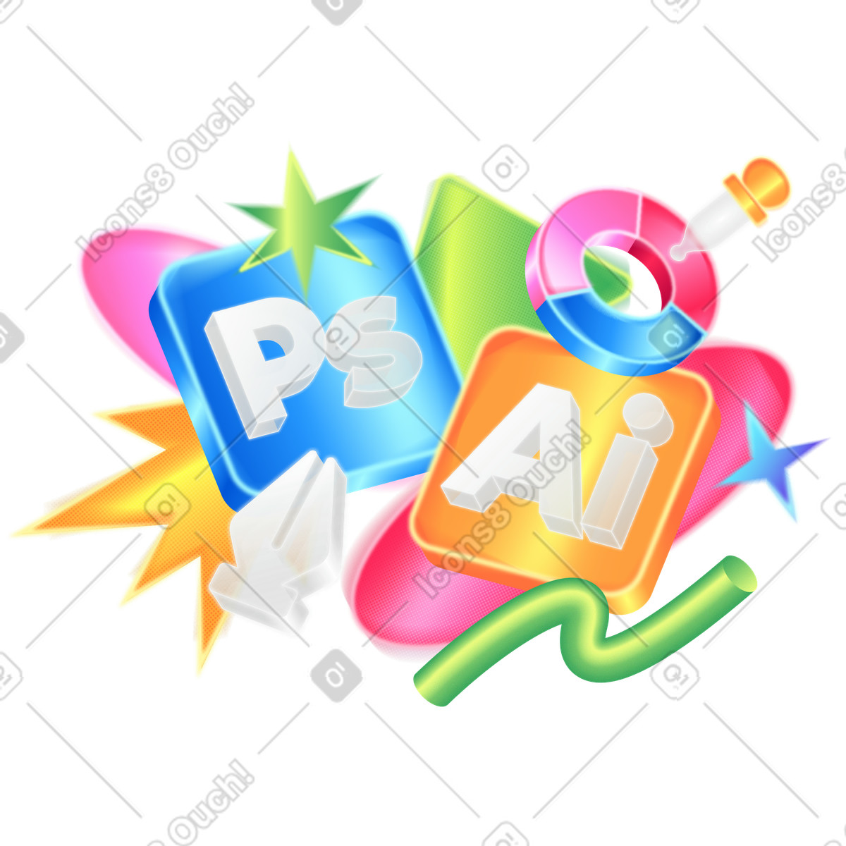 Kreative software und design-tools-Illustration im Burst-Stil als Download in PNG, SVG