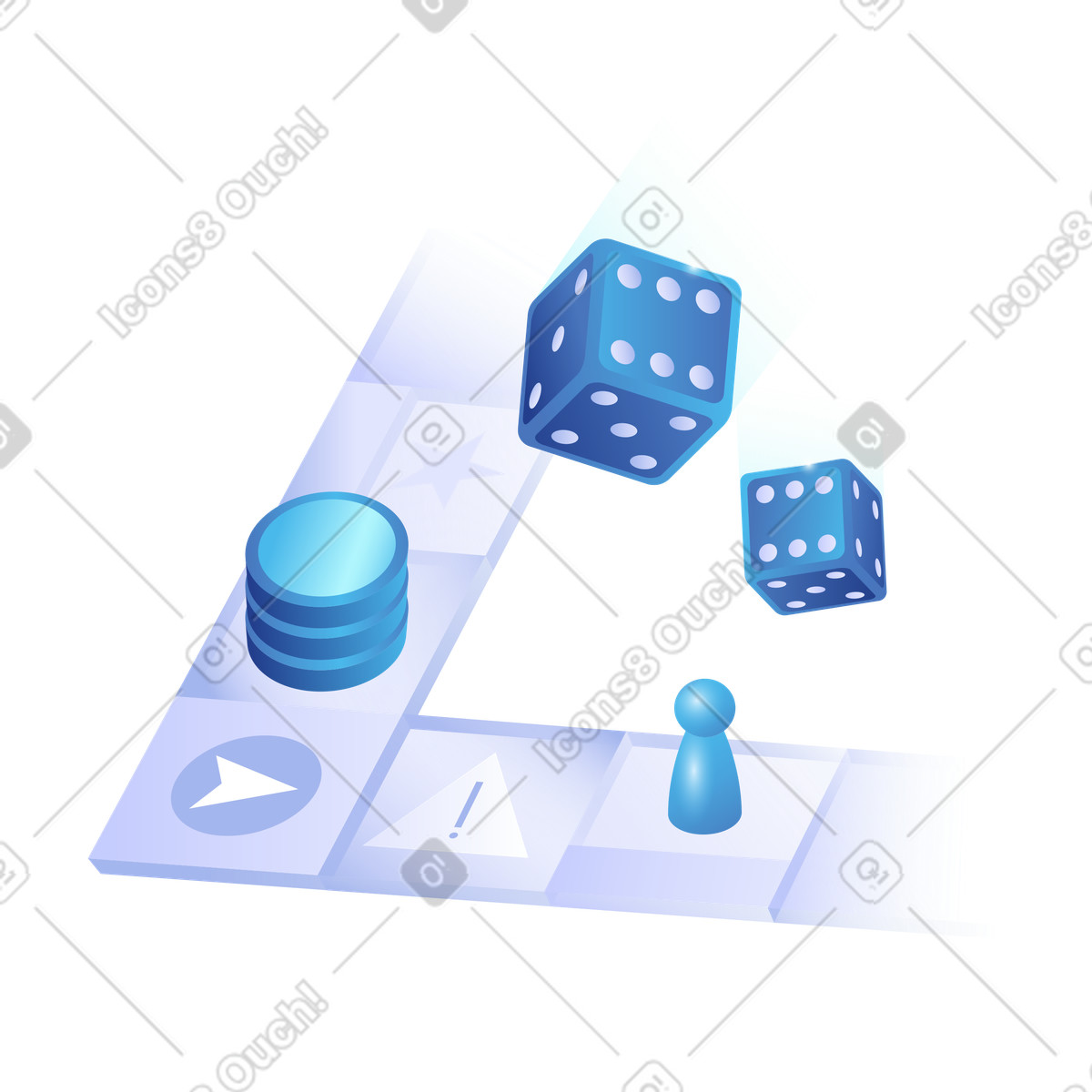 Game board with coins and pawn, Business strategy planning illustration in Quantum style download in PNG, SVG