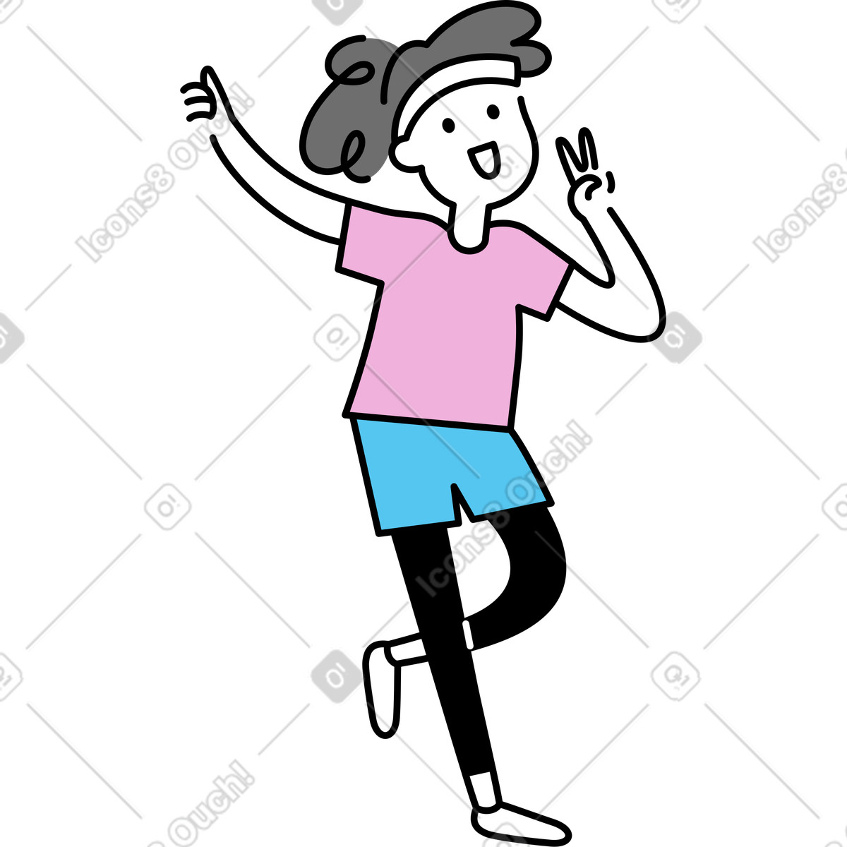 Ilustración Joven atleta en estilo Mochi a descargar en PNG y SVG
