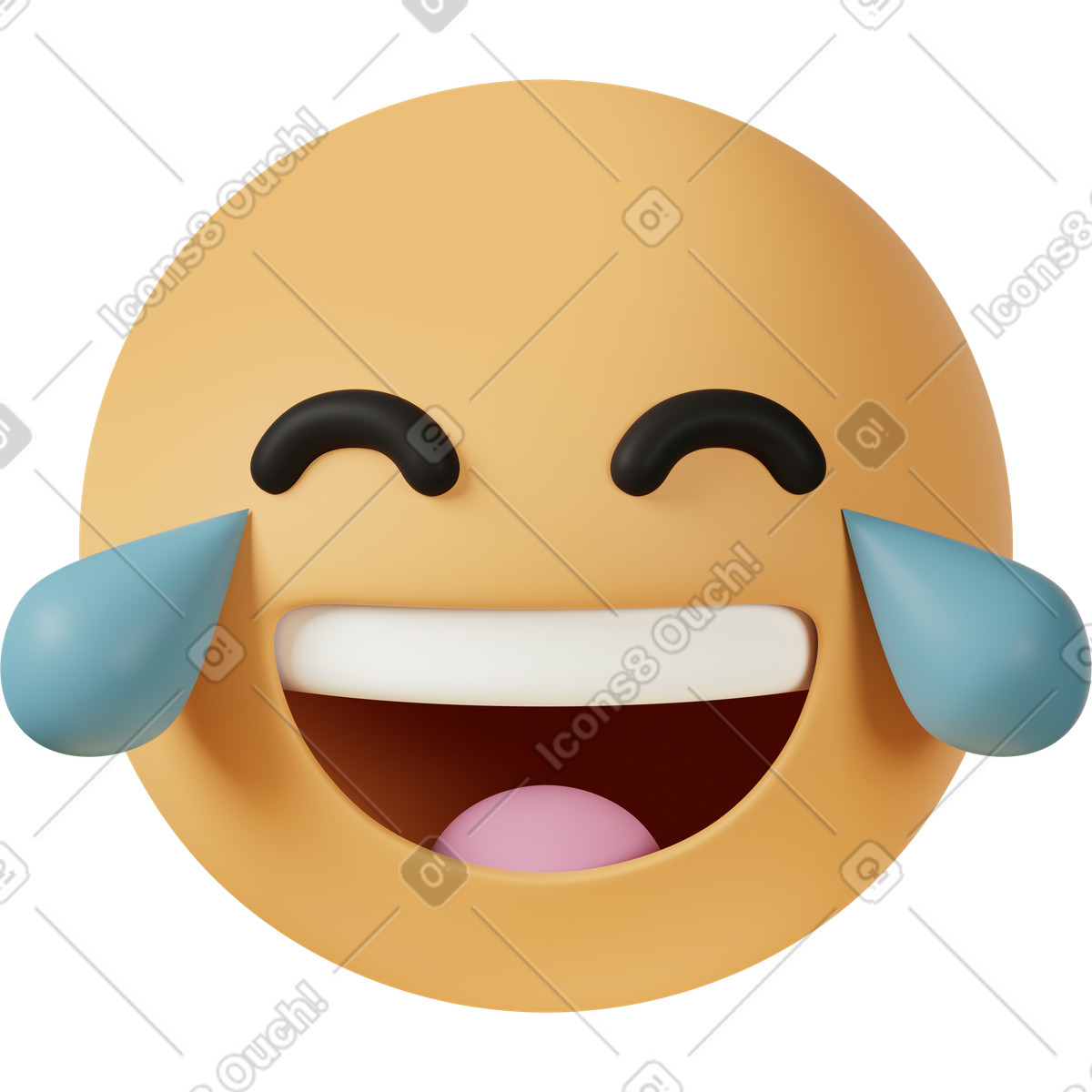 下载 3D Casual life 风格的 Face with tears of joy 插画，支持 PNG、SVG 格式