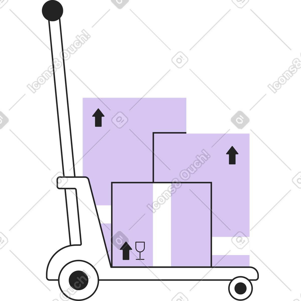 Cart with boxes illustration in Sammy Line style download in PNG, SVG