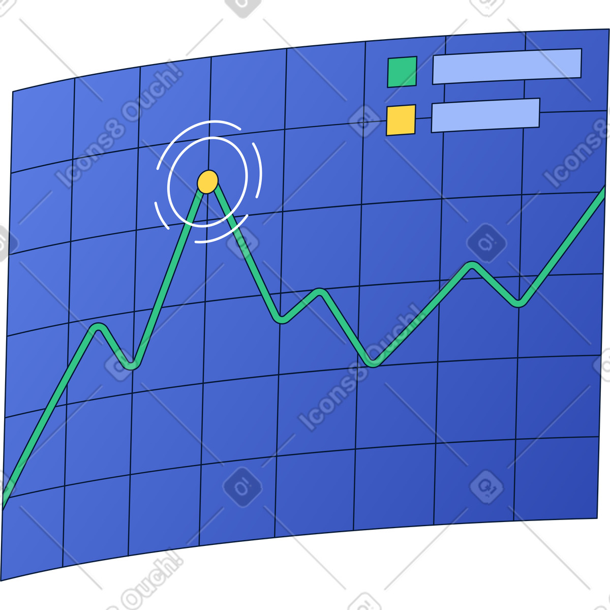 Screen with graph illustration showcasing data in clipart PNG, SVG, GIF