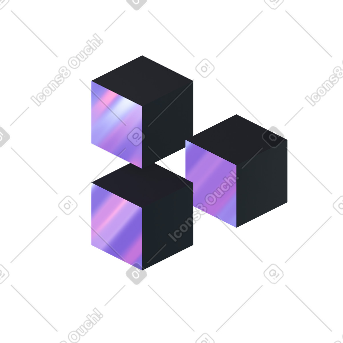Illustration animée Gradient cubes with glowing edges, Optical illusion dans le style 3D à télécharger aux formats GIF, Lottie (JSON), AE