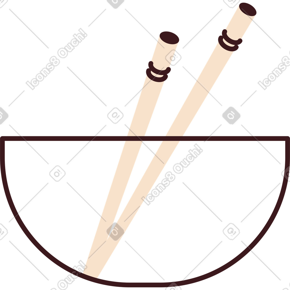 Semicircular bowl with chopsticks illustration in Folks style download in PNG, SVG