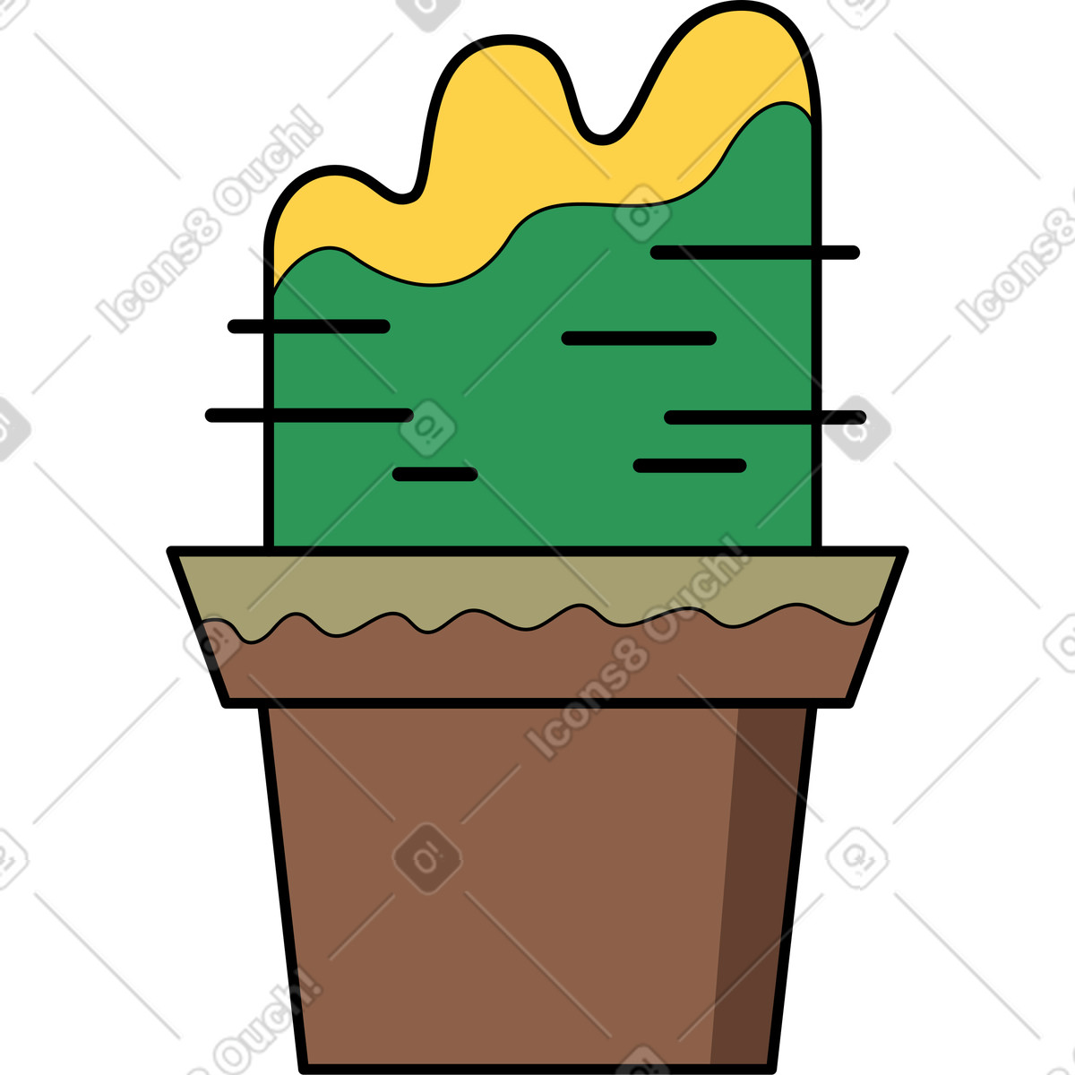 Blumentopf-Illustration im Surr-Stil als Download in PNG, SVG