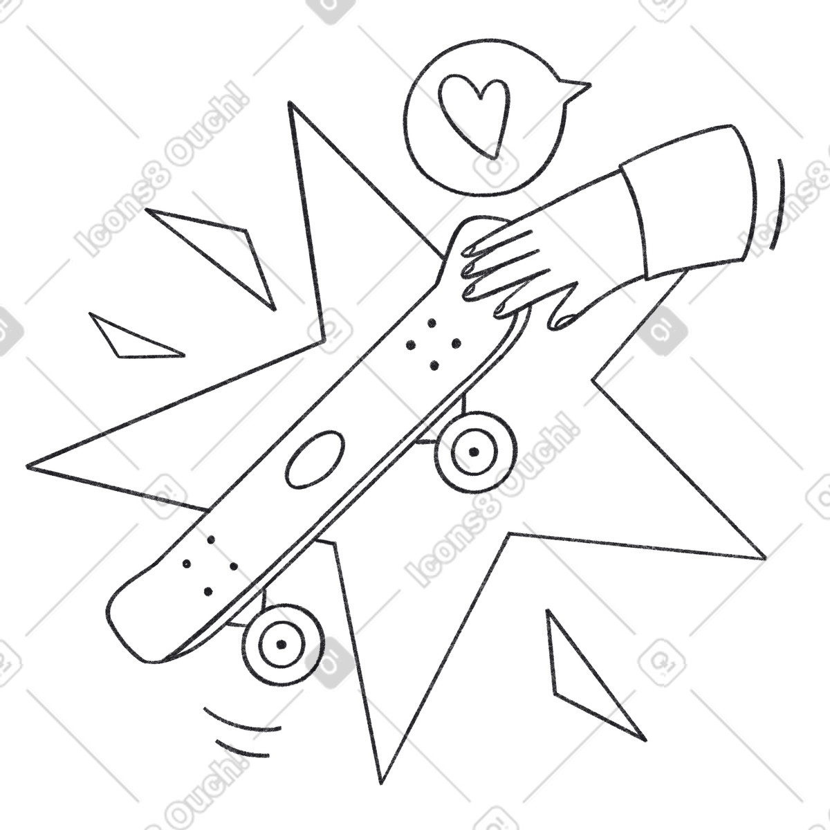 Hobby dello skateboard per adolescenti illustrazione in stile Bonbon Line scarica in PNG, SVG