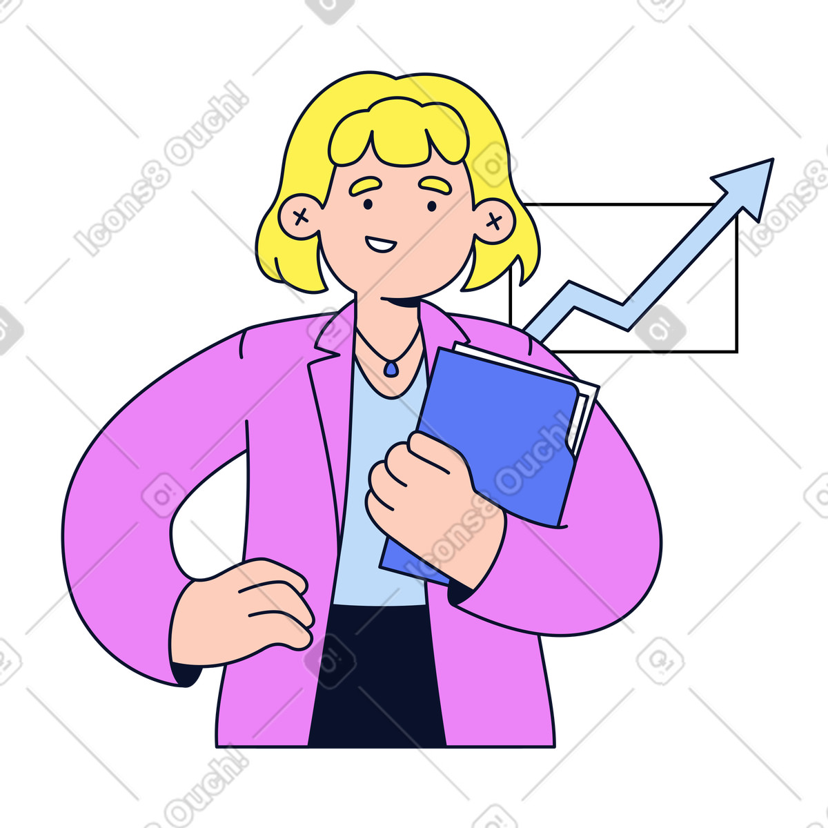 Successful and confident businesswoman illustration in Flexy style download in PNG, SVG