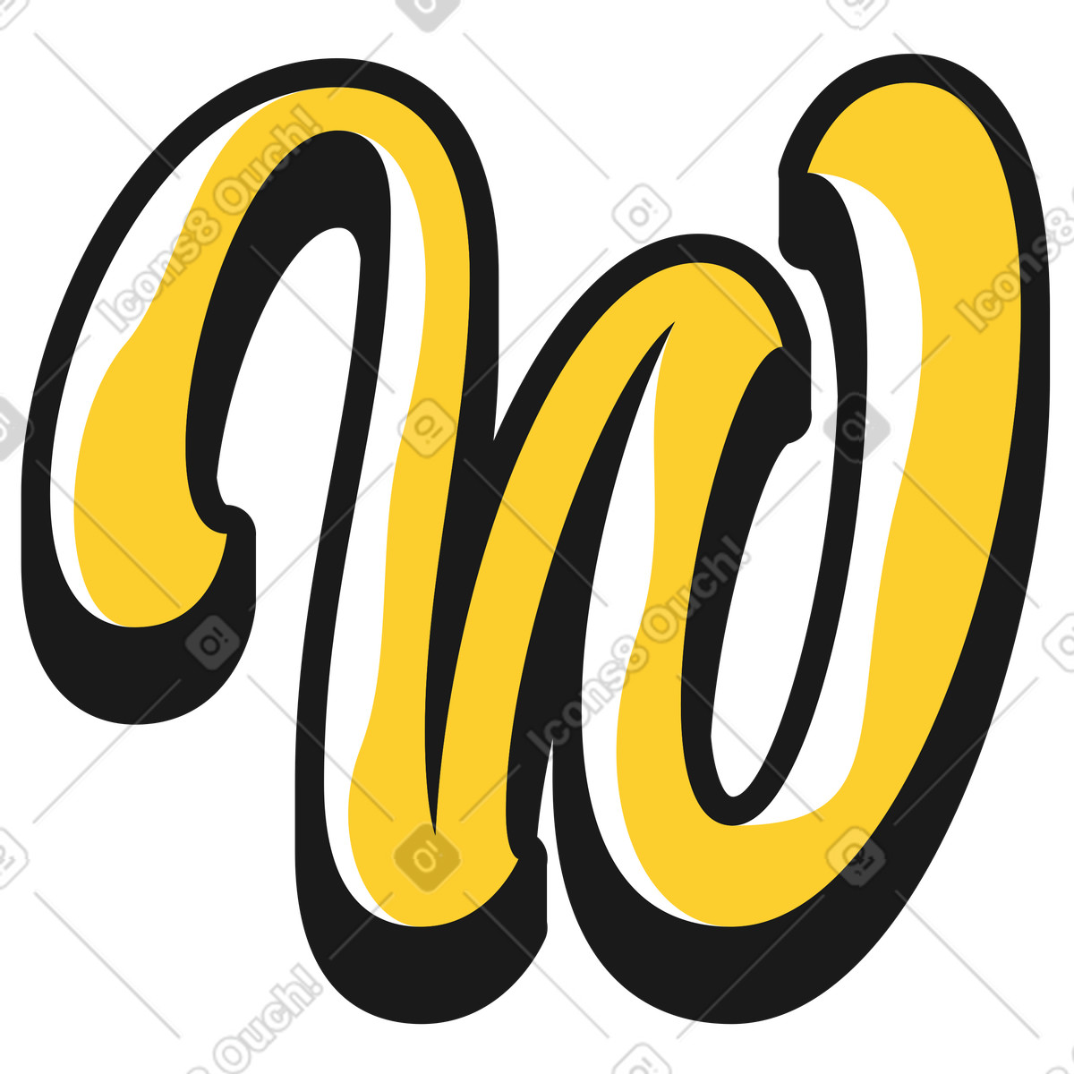 Ilustración Letra mayúscula w en estilo Taxi a descargar en PNG y SVG