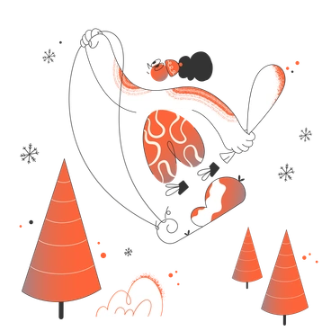 A man skiing with a club - Crayon style illustration