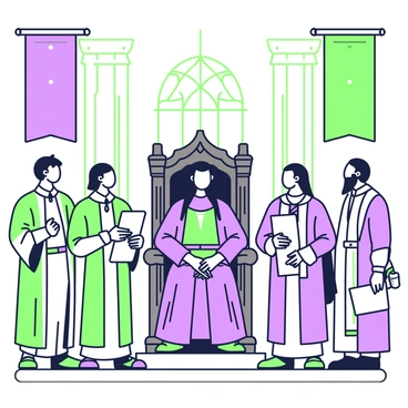 Boromir is sitting on an ornate throne made of dark wood, adorned with intricate carvings. He has long hair and is wearing a set of rich, flowing garments that reflect his noble status. In front of him, several advisors are standing, each holding scrolls and speaking earnestly. The advisors are dressed in formal attire, showcasing different textures and patterns in their garments. The throne room is spacious, with tall columns and banners hanging from the walls. A large window allows light to filter in, illuminating the scene.