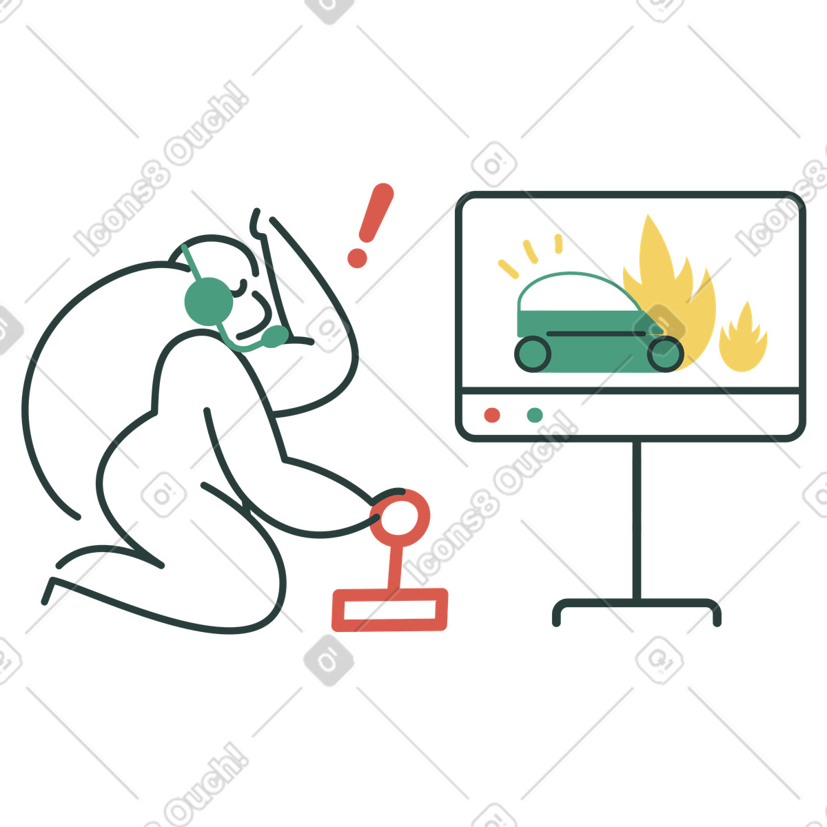 Ilustración Mujer jugando videojuegos en estilo Macaroni a descargar en PNG y SVG