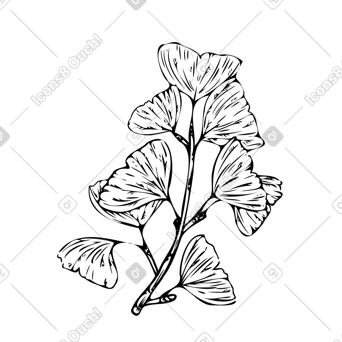 Zweig des ginkgobaums-Illustration im Experimental-Stil als Download in PNG, SVG