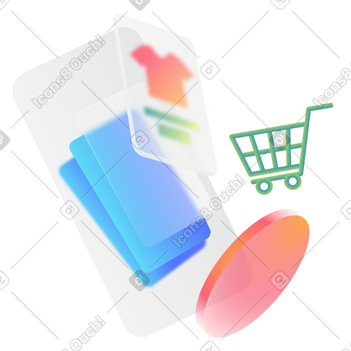 Shopping online e acquisto illustrazione in stile Morphis scarica in PNG, SVG