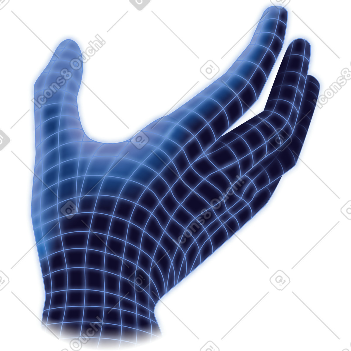 Illustration Digital hand dans le style Dimension à télécharger aux formats PNG, SVG