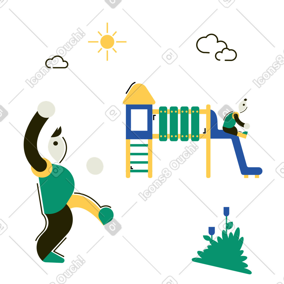 Area di gioco dei bambini illustrazione in stile Spot scarica in PNG, SVG