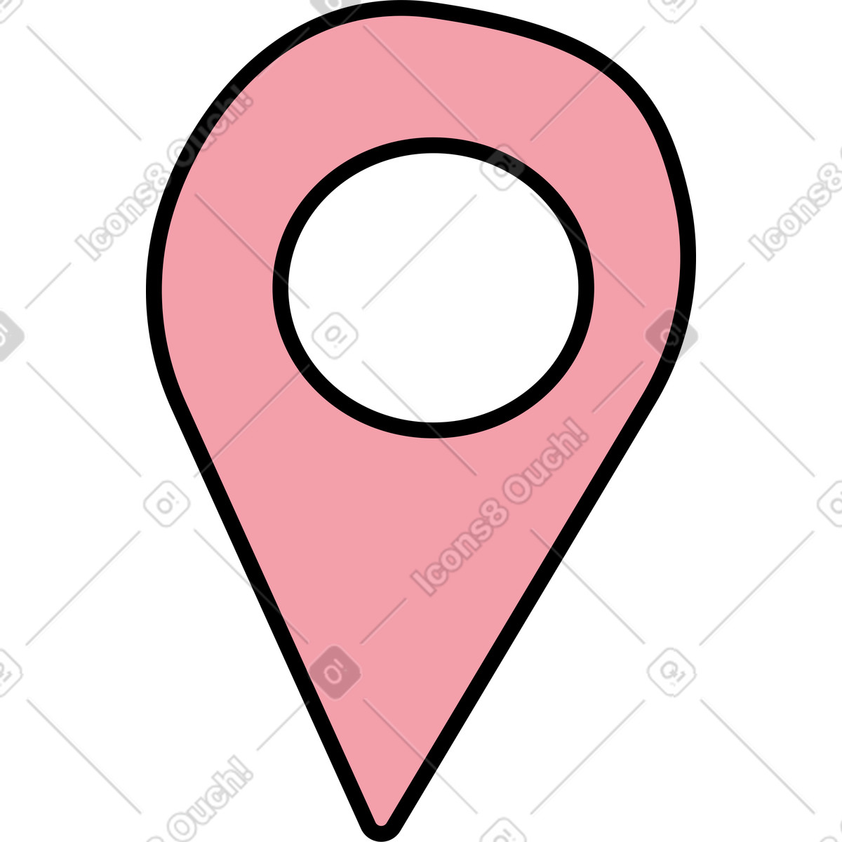 Pink GPS location pin icon illustrazione in stile Wiggle scarica in PNG, SVG