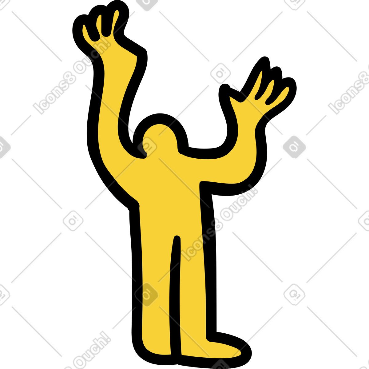 Yellow person with arms raised illustration in Wiggle style download in PNG, SVG