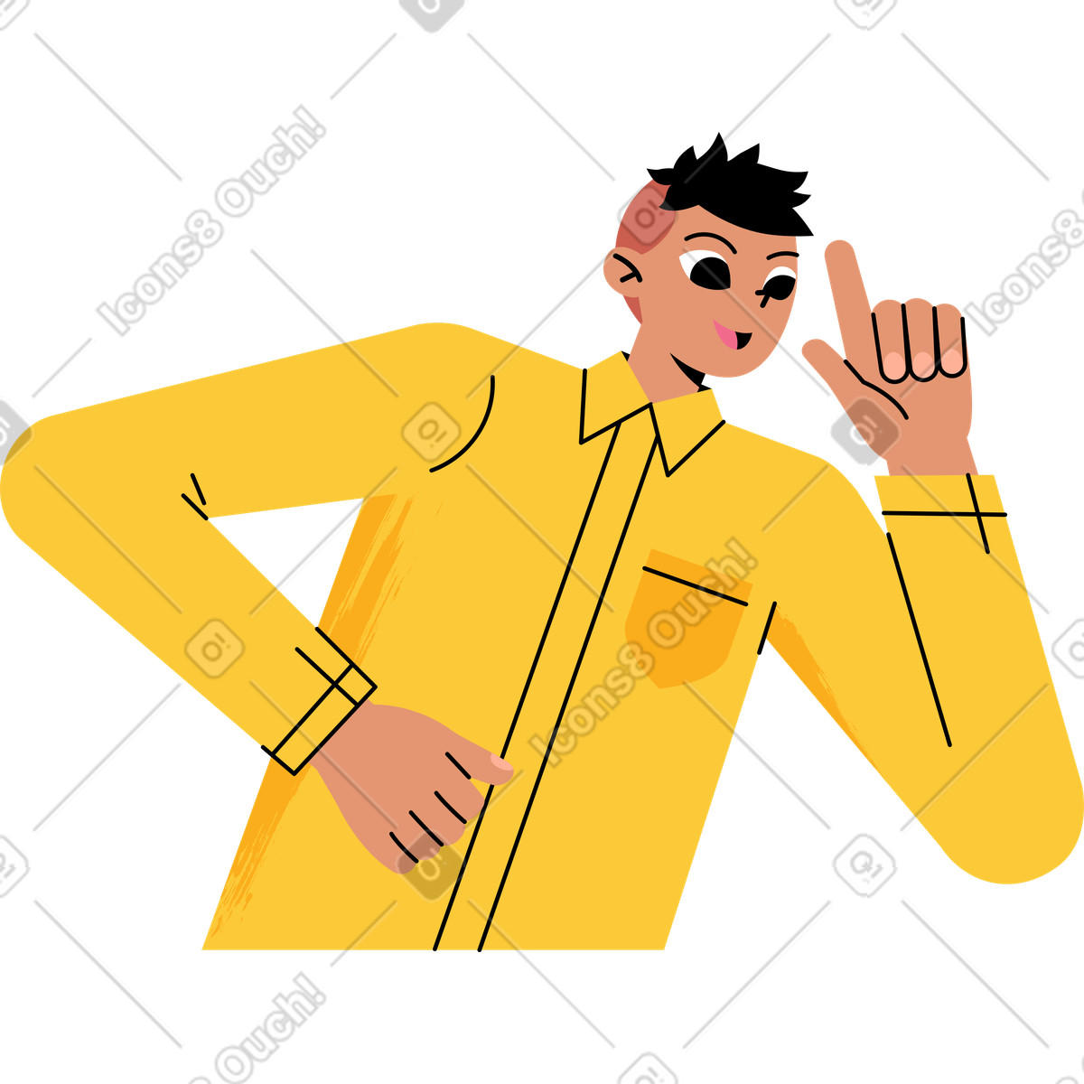 Juicy スタイルの 黄色いシャツの男 のイラストをPNG、SVG形式でダウンロード