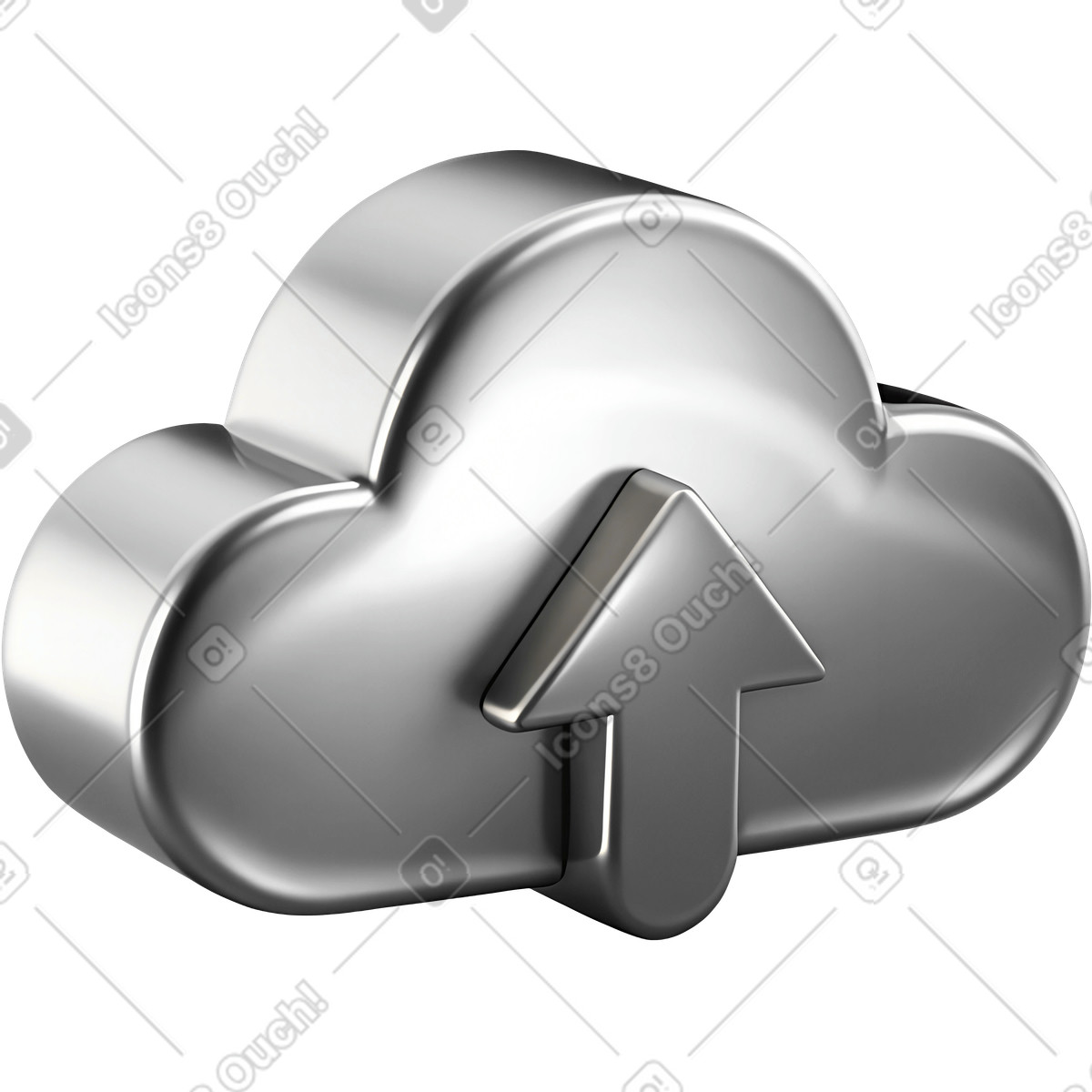 Upload silver cloud with arrow illustration clipart image in high-quality SVG PNG GIF