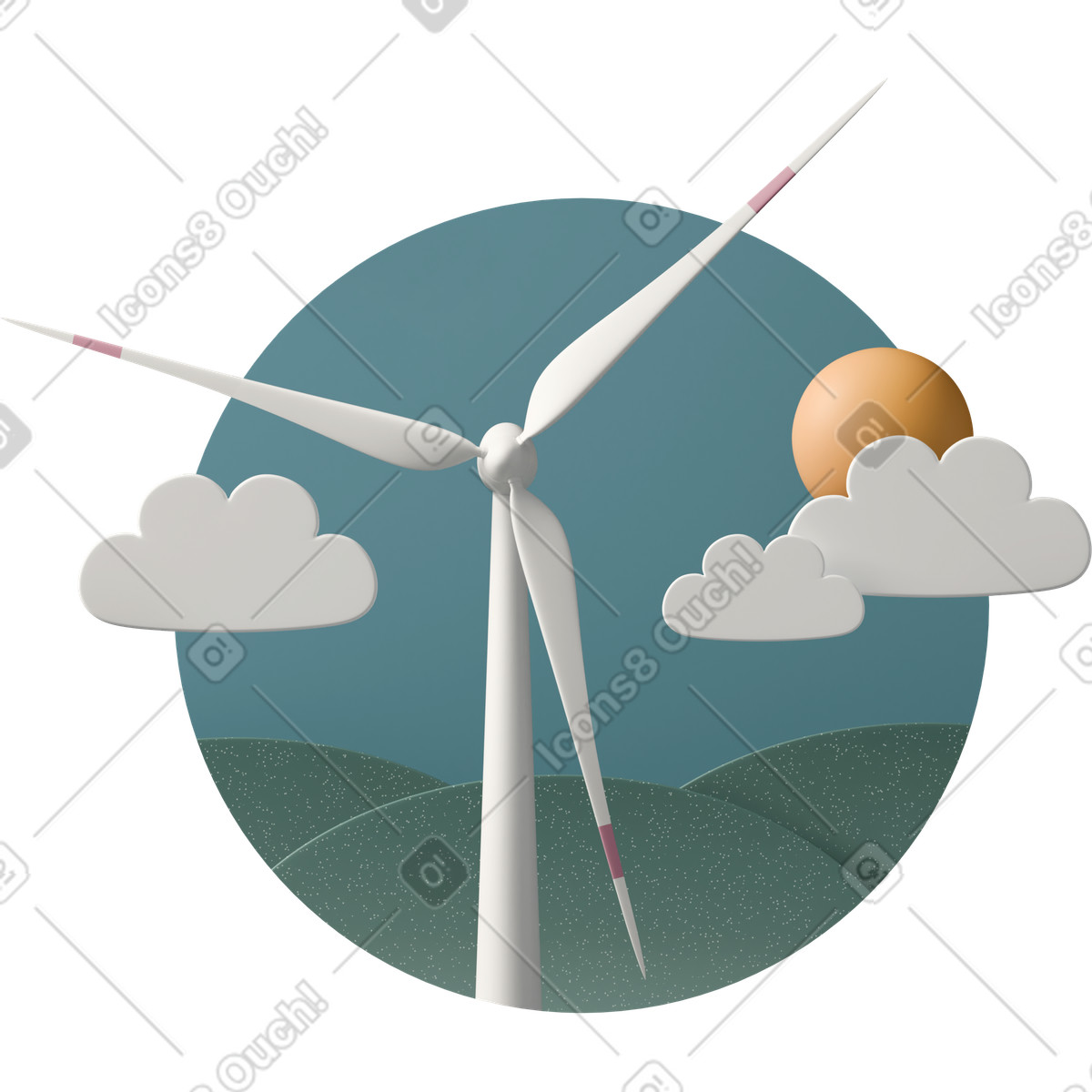 Иллюстрация Wind turbine eco technology в стиле 3D Casual life — скачать в форматах PNG, SVG
