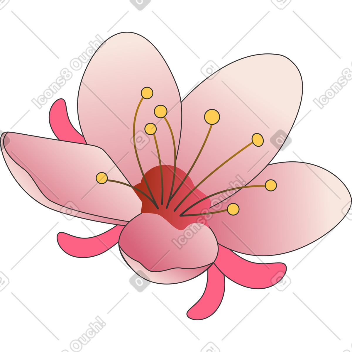Fiore di prugna illustrazione in stile Kit scarica in PNG, SVG