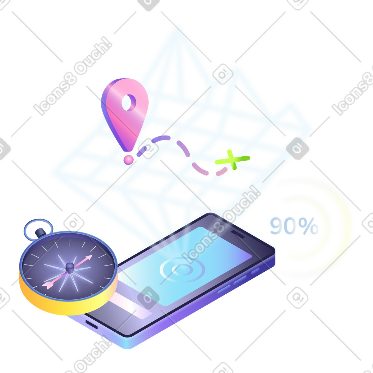Иллюстрация Gps-навигация на смартфоне в стиле Isotech — скачать в форматах PNG, SVG