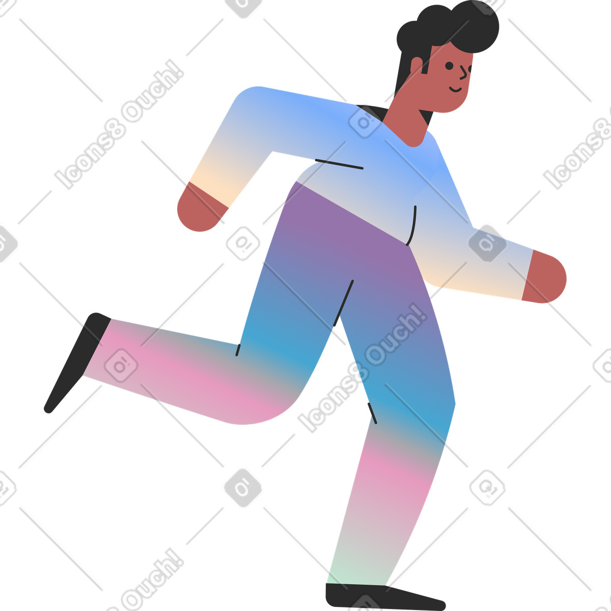 Ilustración Running joyful man en estilo Marginalia a descargar en PNG y SVG