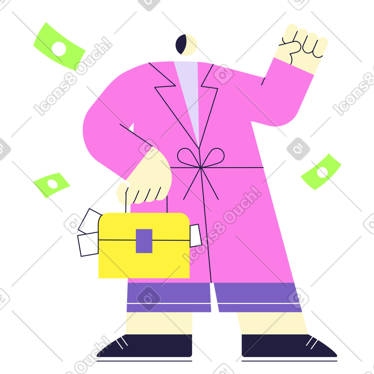 Businessman celebrating financial success, Career growth or business victory illustrazione in stile Mellow scarica in PNG, SVG