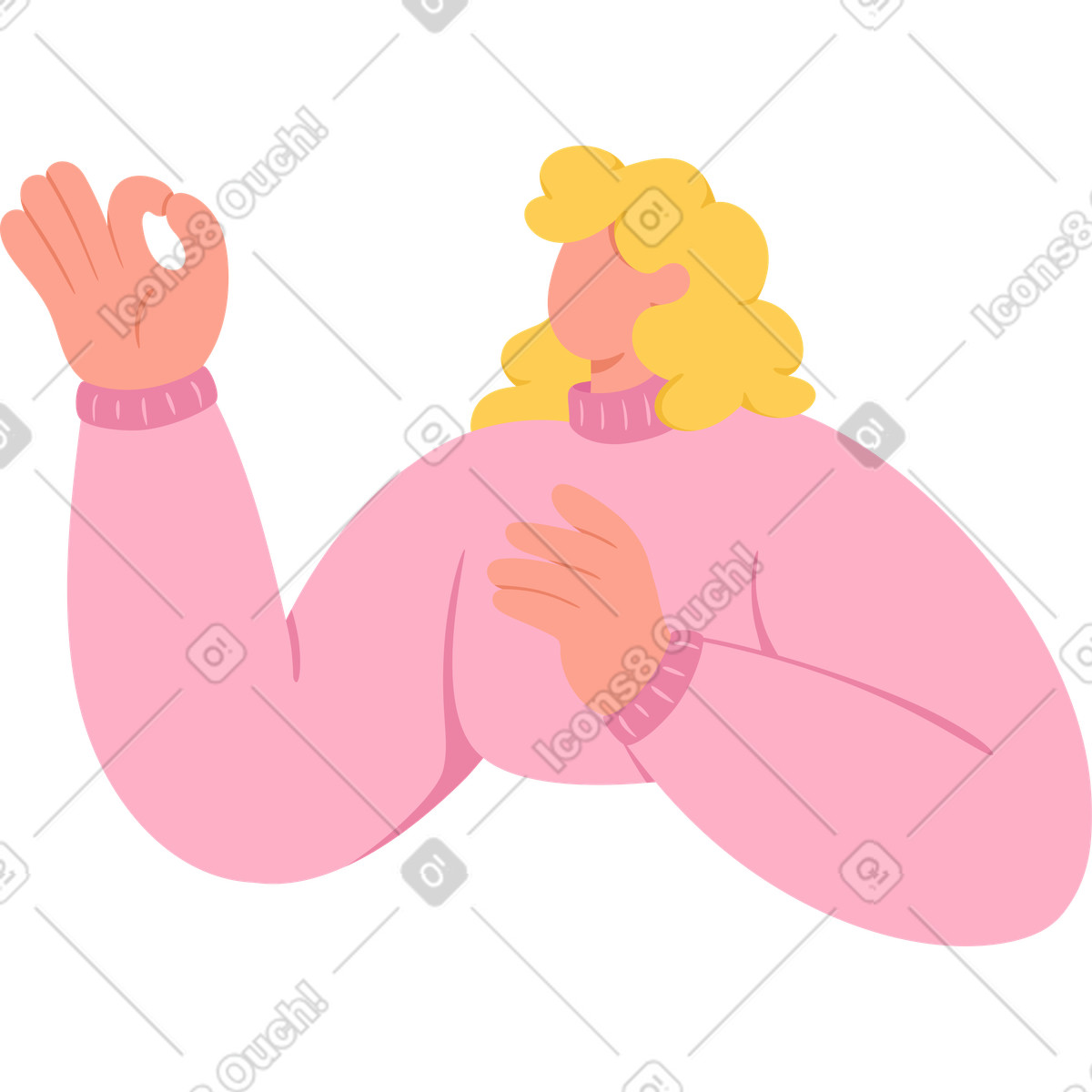 Donna che mostra ok illustrazione in stile Social scarica in PNG, SVG