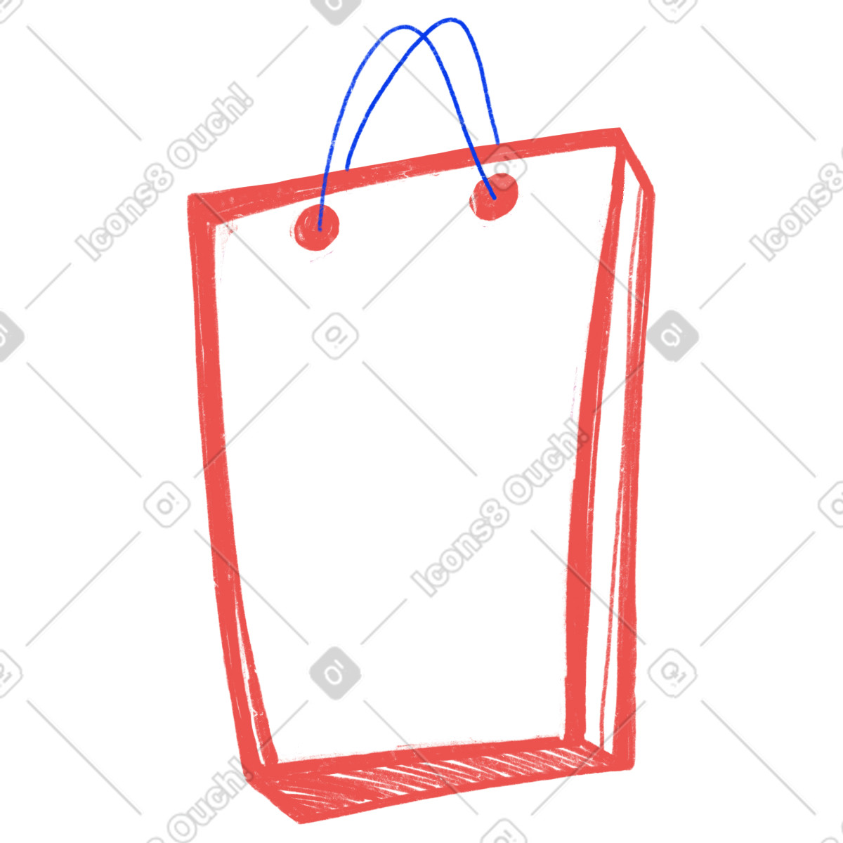 Illustration Red bag with blue handles dans le style Biro à télécharger aux formats PNG, SVG