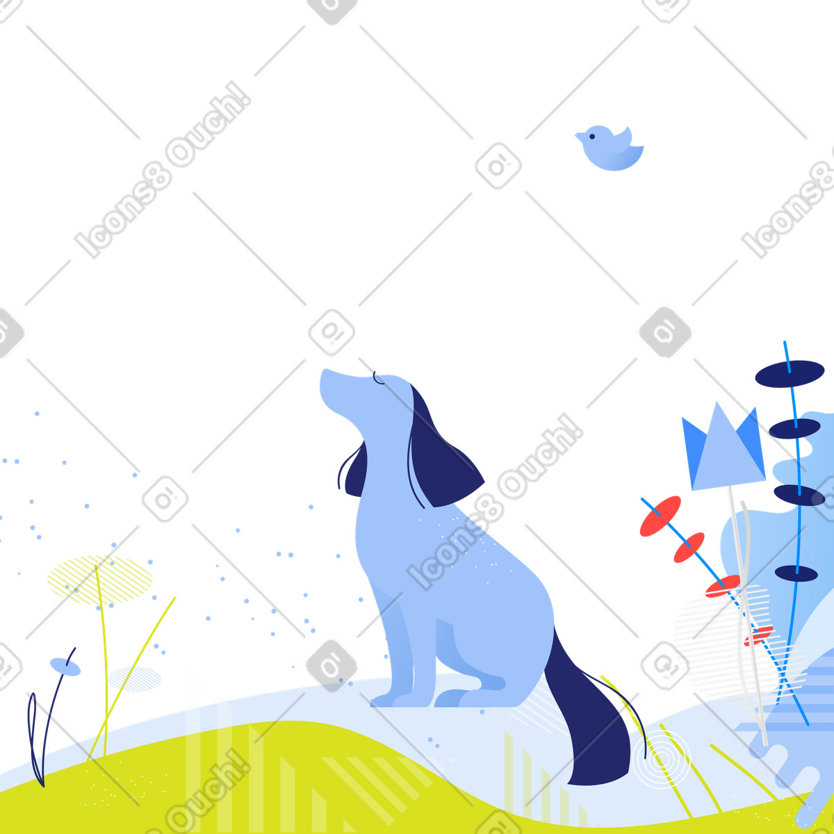 Cane che gode della natura illustrazione in stile Clip scarica in PNG, SVG