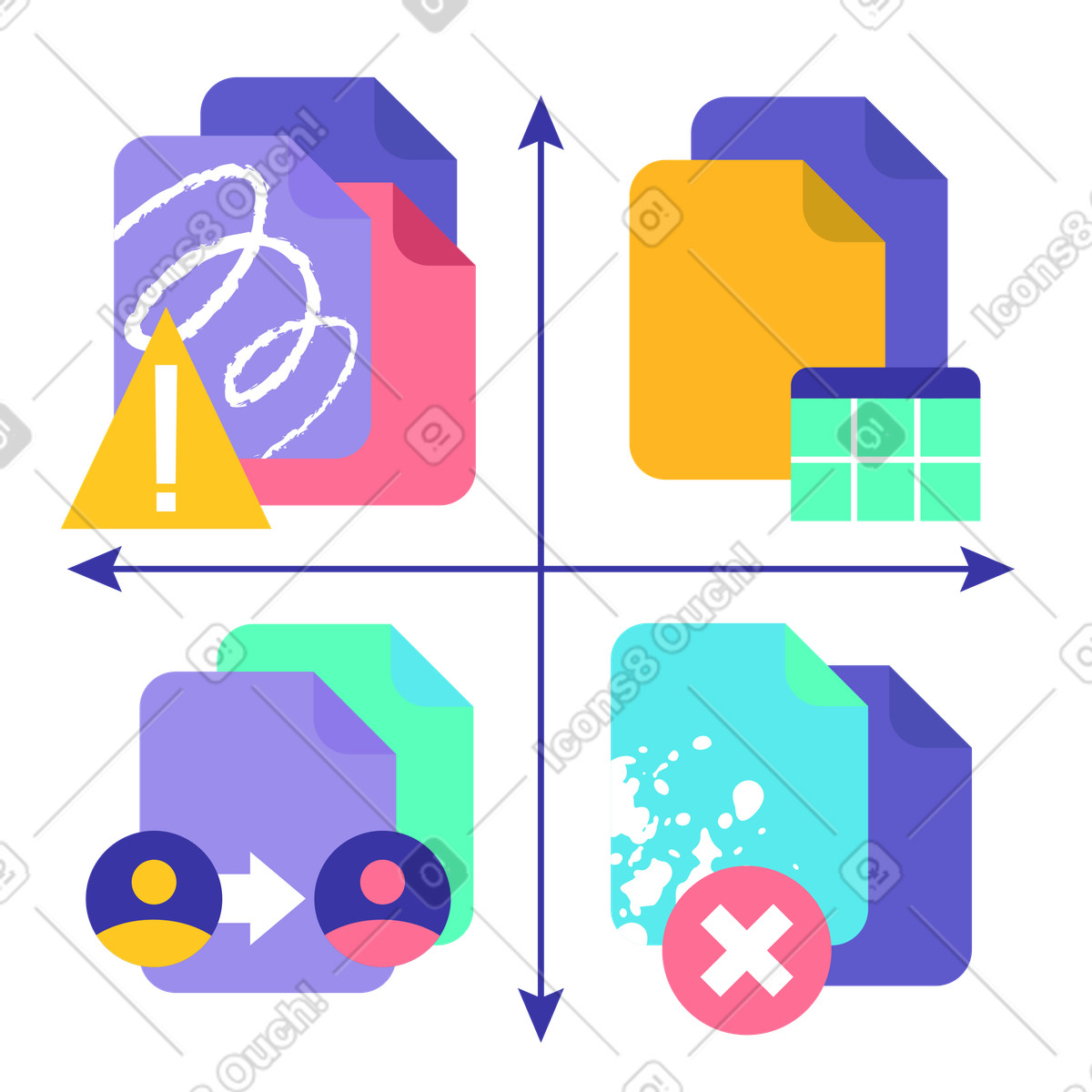 Stacked tasks in prioritization matrix, Product management and decision making illustration in PNG, SVG