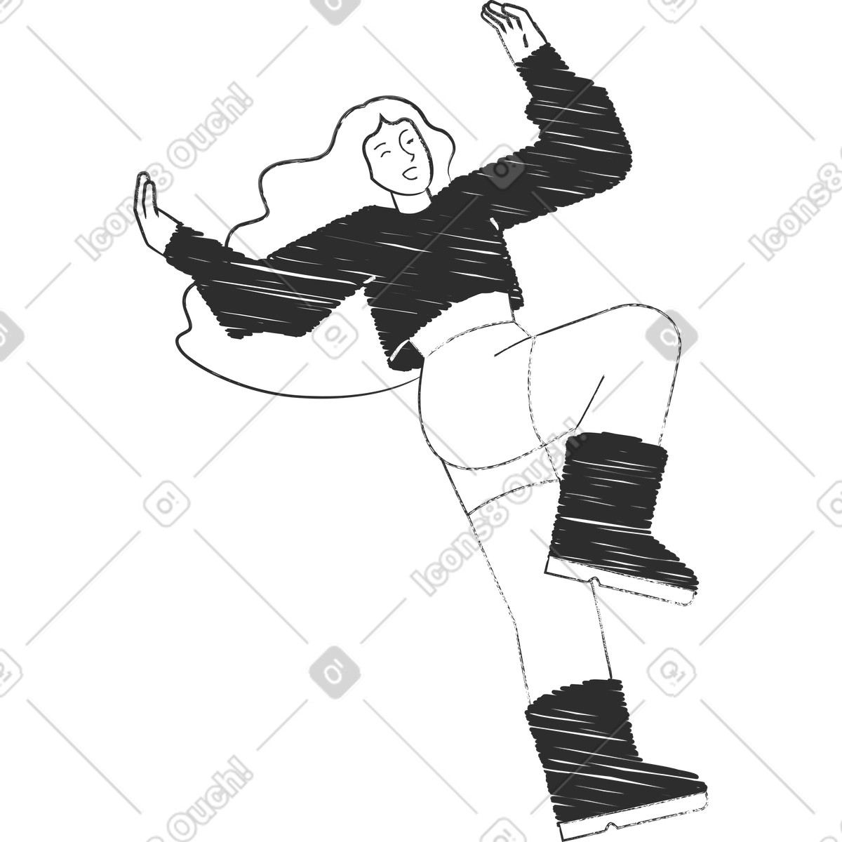 Ilustração de Mulher feliz em no estilo Graphite para baixar em PNG, SVG