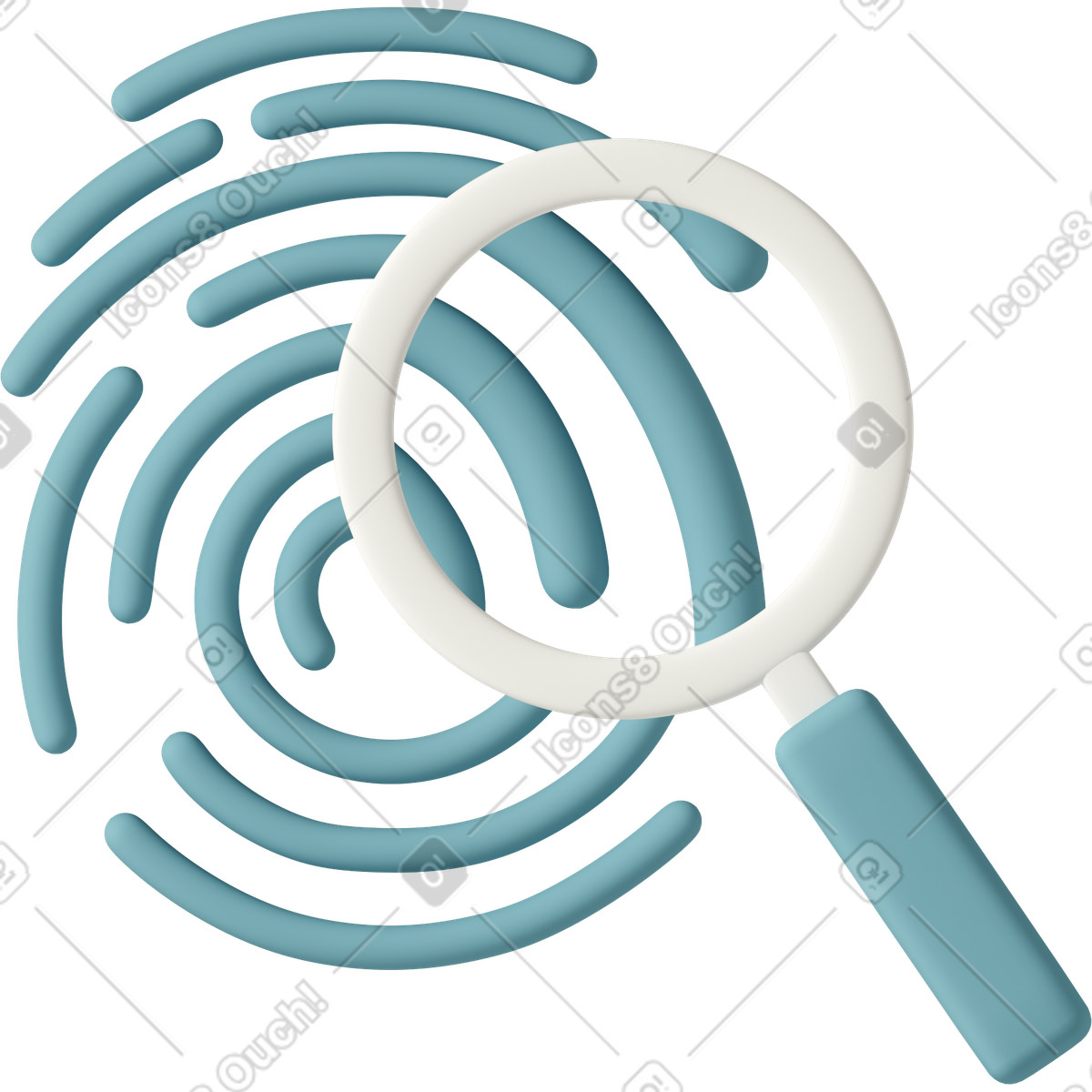 Fingerprint and loupe-Illustration im 3D Casual life-Stil als Download in PNG, SVG