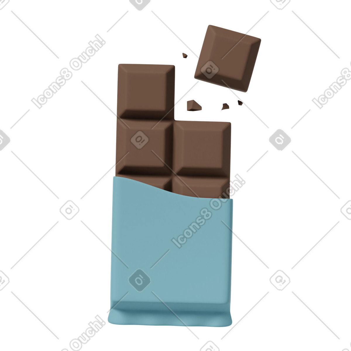 Blue wrapped chocolate-Illustration im 3D Casual life-Stil als Download in PNG, SVG
