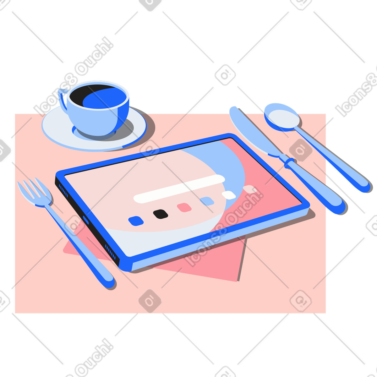 Illustration Surfer sur internet à table dans le style Editorial télécharger aux formats PNG, SVG