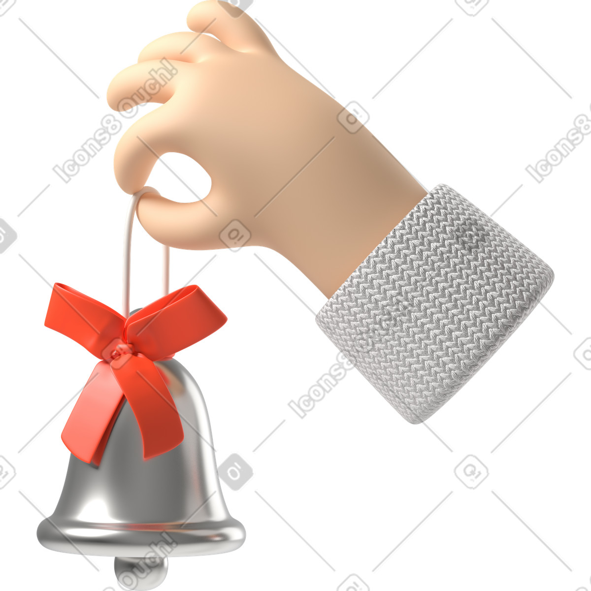 Pale skin hand holding jingle bell illustration in 3D Hands Fun&Wild style download in PNG, SVG