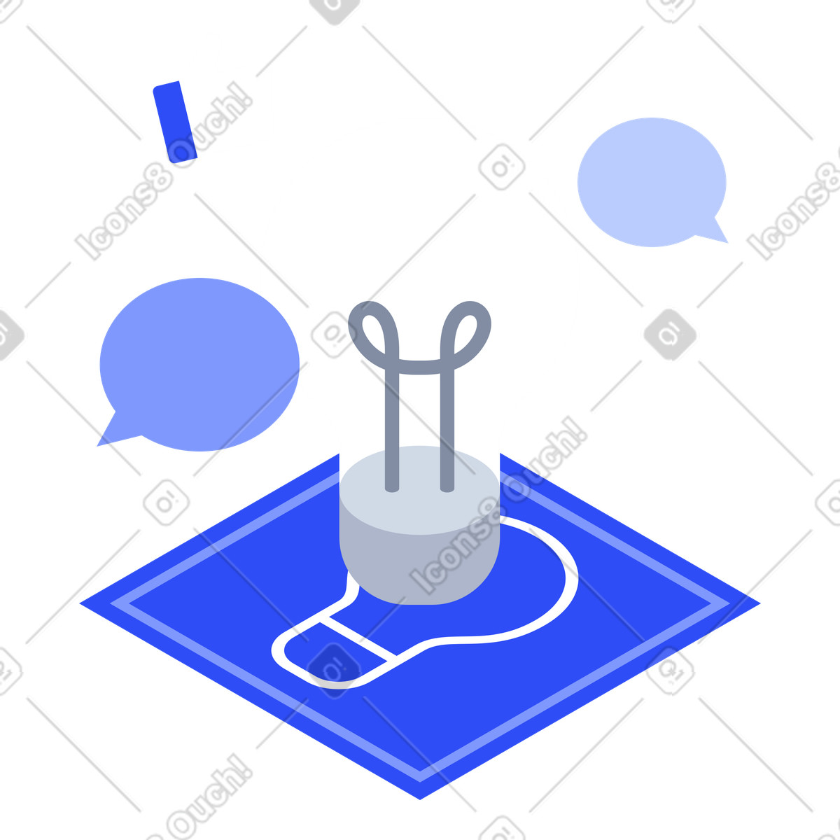 Idea lightbulb on blueprint with speech bubbles for team brainstorming illustration in System style download in PNG, SVG