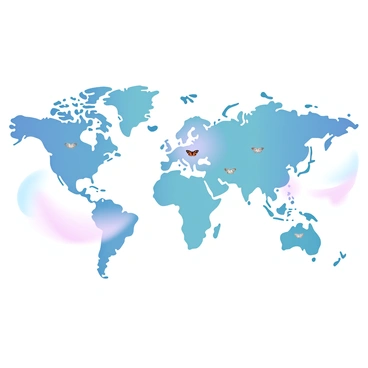 A world map is presented, displaying various regions highlighted in different colors. Each highlighted area corresponds to the native regions of distinct moth species. Small icons of different moth species are scattered across their respective native regions, showcasing diversity. The map features labeled regions, emphasizing the distribution of these species globally. The background of the map is filled with soft gradient pastel colors, enhancing the visual appeal while maintaining clarity of the geographical details.