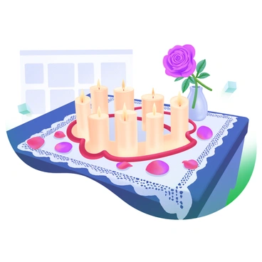 A romantic setting where candles are arranged to form the outline of the aorta