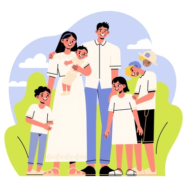 A family taking a portrait with their baby girl in a baptism gown under a sunny sky