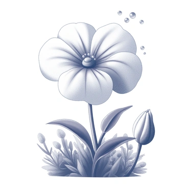 A large flower with intricate petals and a detailed texture stands prominently in a garden. The petals exhibit a natural arrangement, showcasing their unique shapes. Tiny bubbles are rising from the surface of the flower, creating a sense of movement. The background features various other plants, adding to the garden's depth, with foliage that complements the flower's presence. The scene captures the essence of a thriving garden filled with life.