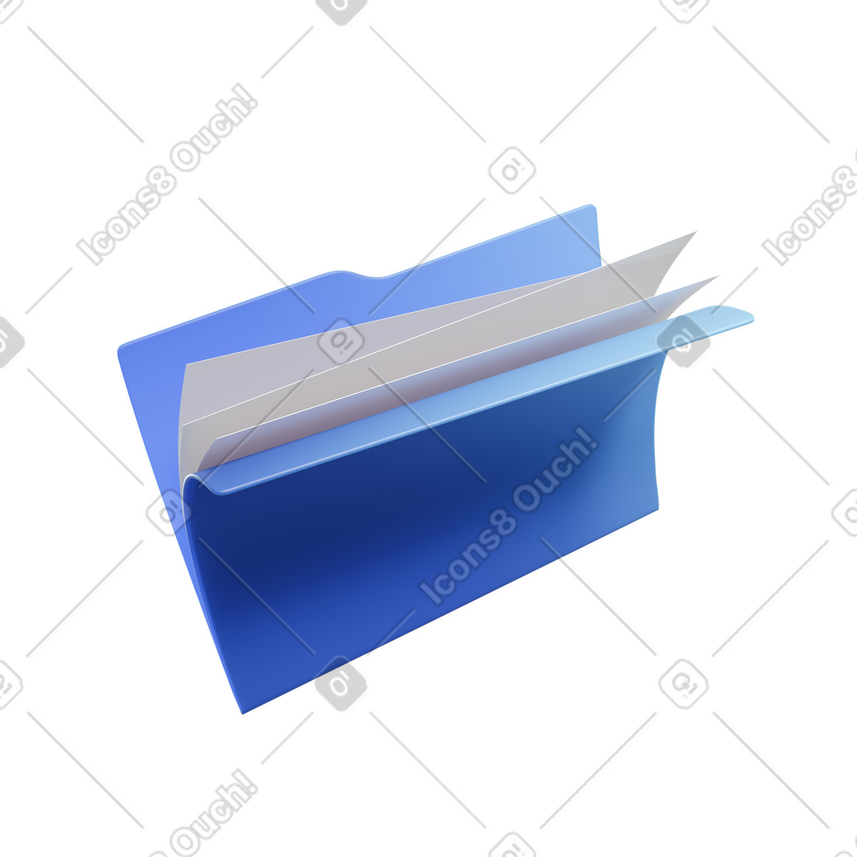 Folder icon illustration in 3D Blueprint style download in PNG, SVG
